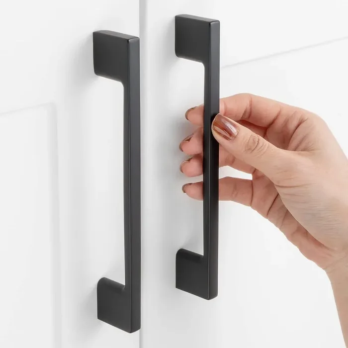 Askano, 5 Inch Hole Centers, Black Wide Foot Kitchen Cabinet Pull Handle Zp2205 Pack Of 10, Solid Hardware For Drawer, Dresser, Bathroom, Vanity, Furniture Door, Cupboard, Bedroom, 5‘