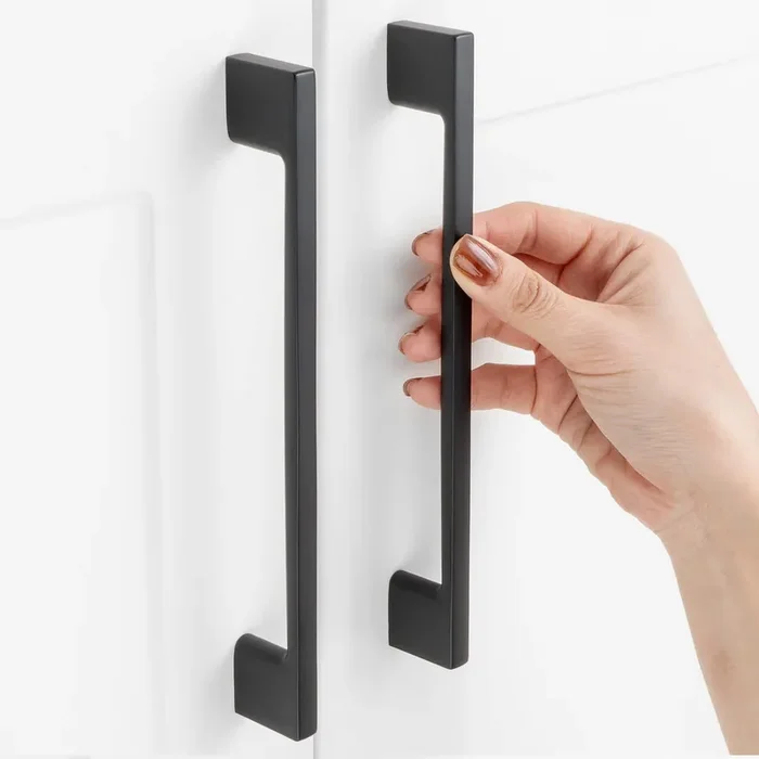 Askano 6-1/4 Inch Hole Centers, Black Wide Foot Kitchen Cabinet Pull Handle Zp2205 Pack Of 10, Solid Hardware For Drawer, Dresser, Bathroom, Vanity, Furniture Door, Cupboard, Bedroom, 6.3‘