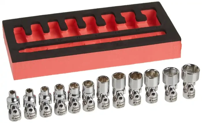 Astro Pneumatic Tool 7412 12-Piece 1/4‘ Drive Flex Socket Set – 6 Point – Metric