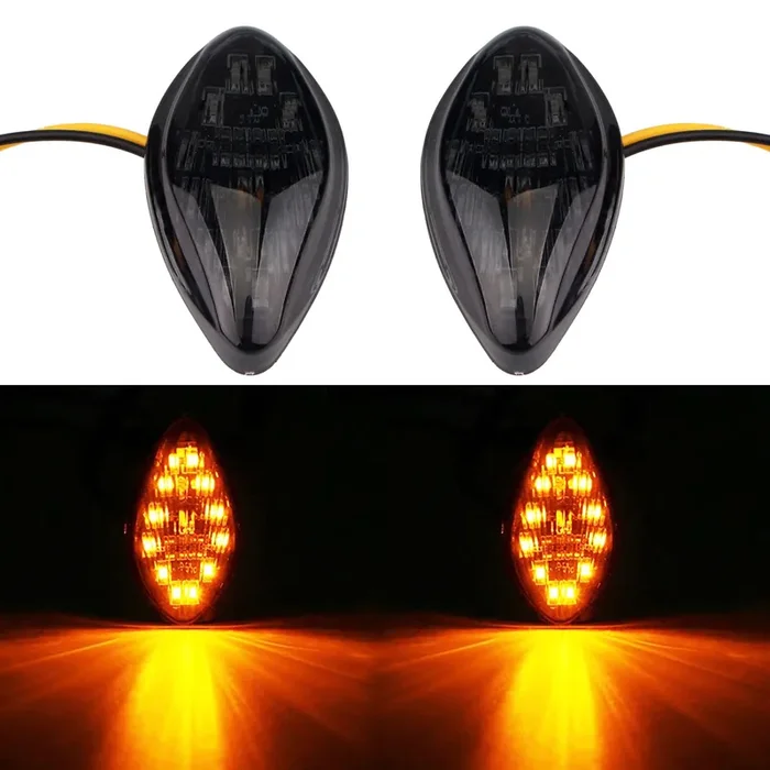 Auceramic 2 Pcs Led Flush Mount Motorcycle Turn Signals Light Kit Brake Blinker Indicator Kit For 2014-2018 Honda Grom Front Blinkers Smoke Lens Amber Light 12V(Transparent Len)