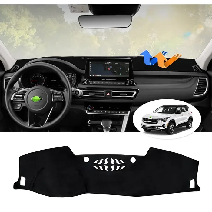 Autorder Dashboard Cover Mat For Kia Seltos 2021 2022 2023 2024 Accessories Dash Cover Flannel Dash Mat Sunshade Glare Uv Rays Protector