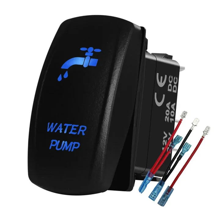 Bacautoparts Blue Backlit Water Pump Rocker Switch Freshwater Tank 5Pin On Off Toggle Switch For Car Boat Marine Pontoon Rv Camper Travel Trailer 12V 24V