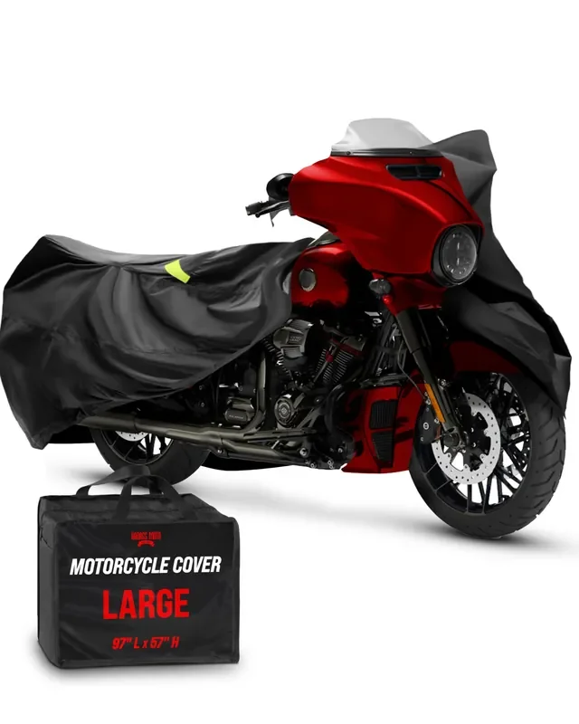 Badass Moto – Motorcycle Cover Waterproof Outdoor, Heavy Duty Motorcycle Cover, Motorcycle Sun Cover, Fits Motorcycle Cover Harley Davidson, Cruiser Motorcycle Cover – Large 97”L X 57”H