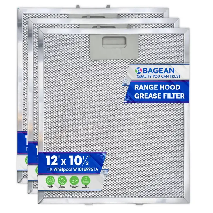 Bagean Range Hood Filter Replacement 12″ X 10.5″ W10169961A Compatible With Whirlpool Stove Hood Vent Filter – Aluminum Screen For Kitchen Overhead Exhaust Fan Blocks Grease & Filters Oven Air (3-Pk)