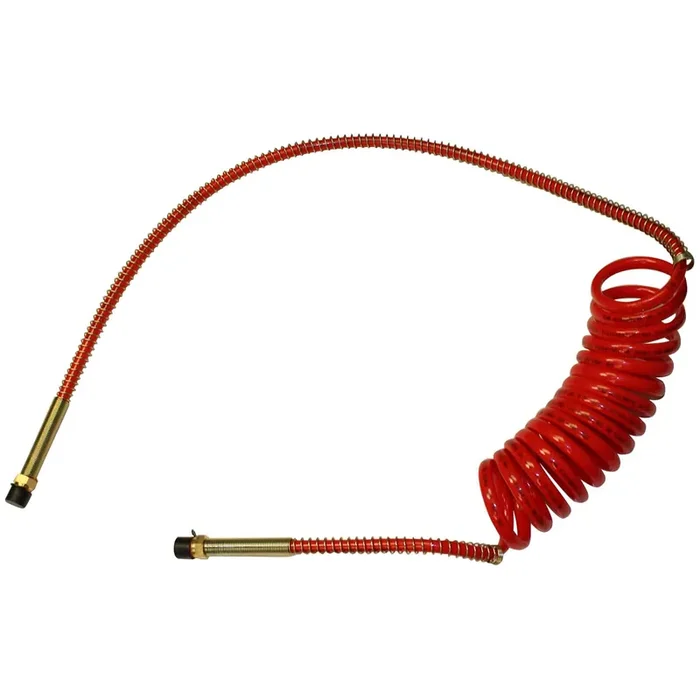 Barjan 15Ft Coiled Air Line With 12In And 40In Leads For Semi Truck 151213R40 Universal Coiled Air Brake Hoses With Leads-Red