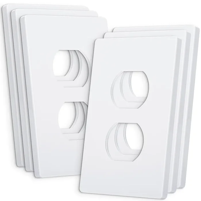 Bates- Screwless Duplex Wall Plate, 6 Pack, White Outlet Covers Wall Plate, Screwless Wall Plate Cover, Electrical Outlet Cover Plates, Screwless Wall Plates, Wall Outlet Cover, Electric Outlet Cover