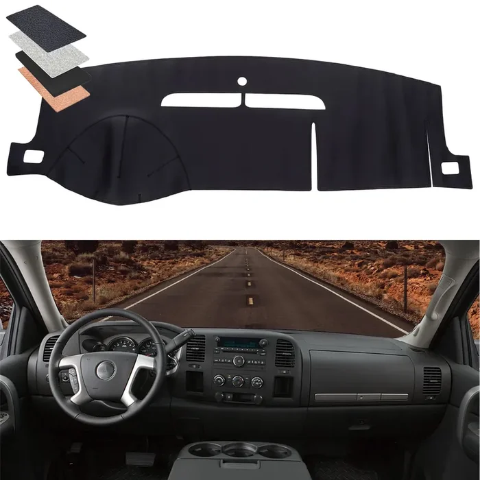Bdfhyk Dashboard Dash Cover Pu Dash Mat Compatible With 2007-2014 Tahoe Suburban, Yukon Sierra And 2007-2013 Avalanche Silverado 1500 Ltz