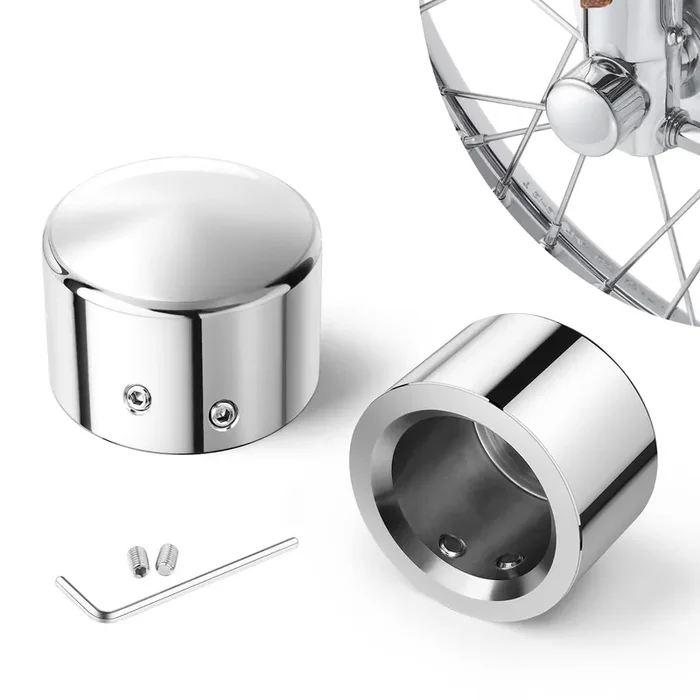 Benlari Chrome Front Axle Nut Covers Fit For Harley, Cnc Axle Nut Caps Compatible With Harley Davidson Touring Sportster Trike Dyna Softail Street Glide Road King Iron 883 Fat Boy 2002-2024