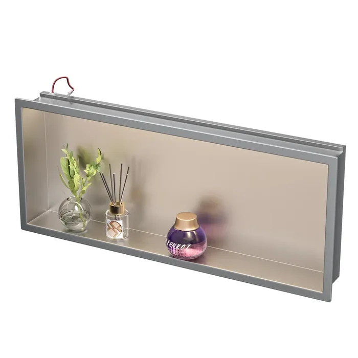 Bernkot Stainless Steel Led Shower Niche 30‘ X 12‘ Brushed With Lighting Waterproof No Tile Need Shower Niche For Bathroom Recessed Wall Niche Over-Mounted Installation