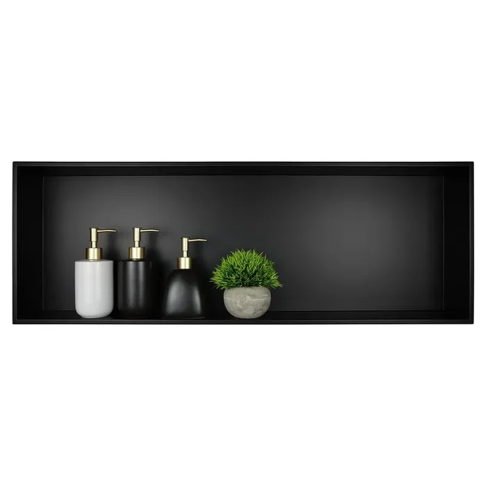 Bernkot Stainless Steel Shower Niche 36‘ X 12‘ Matte Black No Tile Needed Recessed Shower Shelf Wall Niche For Bathroom Storage Over Mount Installation