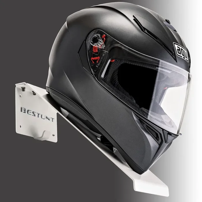 Bestunt Helmablage Helmhalterung Für Motorrad Halter Regal Rack Lagerung Fixierung Berg An Der Wand Weiß