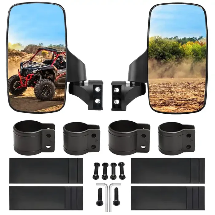 Betooll Upgraded Adjustable Pair Utv Side Mirror Set 1.75 Or 2Inch Roll Bar Cage, Universal Utv Side View Mirrors High Impact(Pack Of 2)