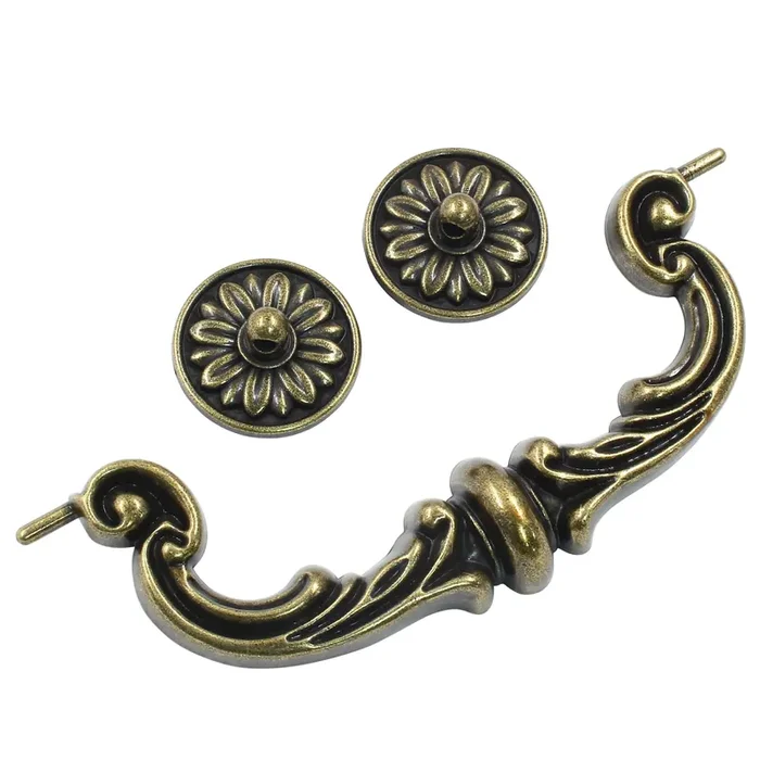 Biaungdo 4 Pcs 150Mm/6 Inch Hole Center Pull Handles, Zinc Alloy Rustic Vintage Style Drop-Down Bail Swing Dresser Pull Handle Antique Drawer Handles For Kitchen, Cabinet (Yellow Bronze)