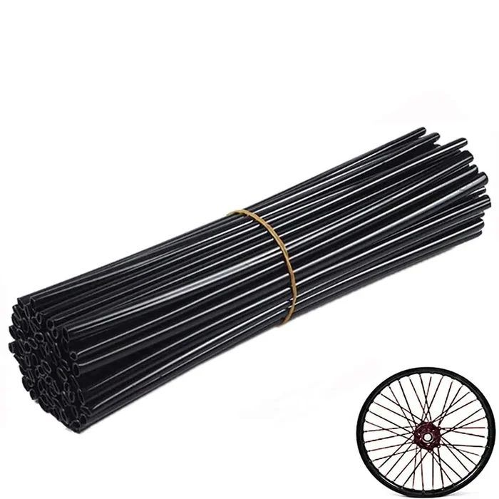Bicycle Bike Spoke Skins Covers – 72Pcs Universal Motorcycle Wheelchair Wheel Spoke Wraps, Dirt Bike Spoke Skin, Pipe Trim For 8″-21″ Spoke Rims Spoke Covers Decoration Protector (Black)