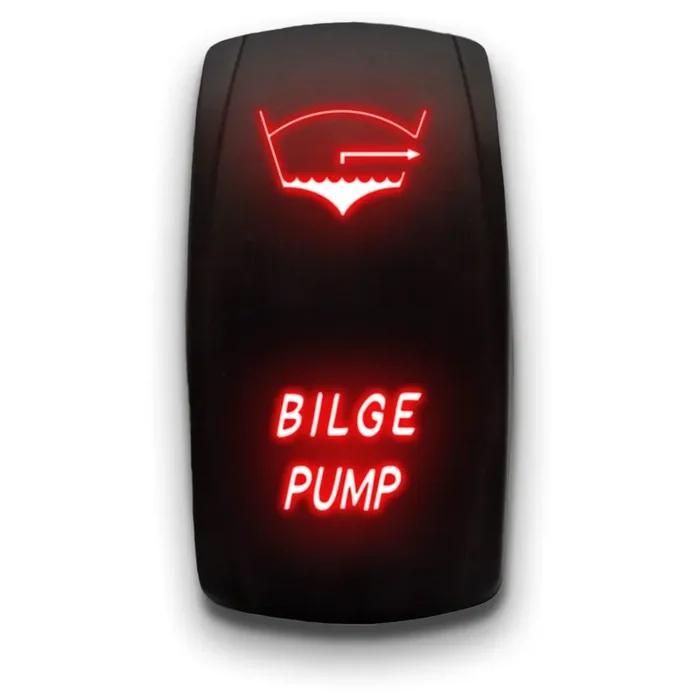Bilge Pump – Red – Laser Etched Toggle Switch 20A 12V – Vertical Rocker Switch 5-Pin Dpst