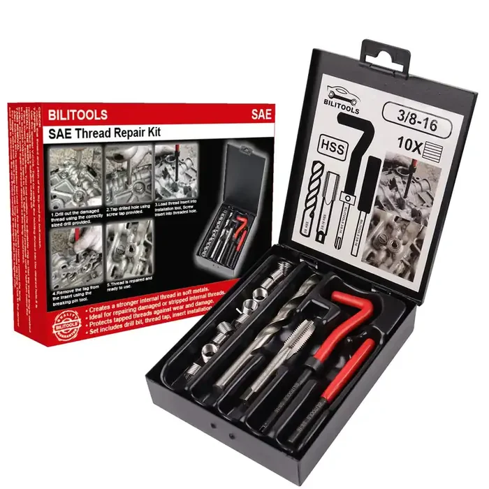 Bilitools 3/8-16 Inch Thread Repair Kit, Hss Drill Helicoil Repair Kit Sae