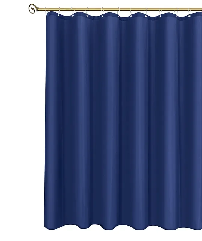 Biscaynebay Extra Long Fabric Shower Curtain Liner 72‘ Width By 84‘ Length, Navy Water Resistant Bathroom Curtains, Rust Resistant Grommets Weighted Bottom Hem Machine Washable