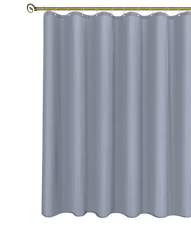 Biscaynebay Extra Long Fabric Shower Curtain Liner, Water Resistant Bathroom Curtains, Rust Resistant Grommets Top Weighted Bottom Machine Washable, Silver Grey 72 Inches Width By 84 Inches Length