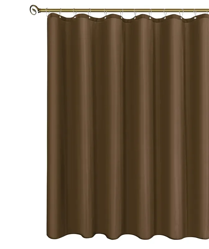 Biscaynebay Extra Long Fabric Shower Curtain Liners 72 Inch Width By 84 Inch Length, Brown Water Resistant Bathroom Curtains Rust Resistant Grommets Top Weighted Bottom Hem Machine Washable