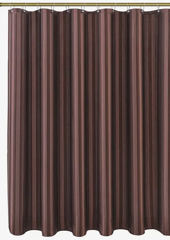 Biscaynebay Fabric Shower Curtain Or Liner 72 Inches By 72 Inches, Brown Water Repellent Damask Stripes Bathroom Curtains Machine Washable