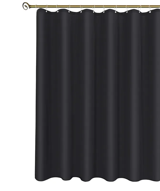 Biscaynebay Long Shower Curtain Fabric Liners 72‘ Width By 78‘ Length, Black Water Resistant Bathroom Curtains, Rust Resistant Grommets Top Weighted Bottom Machine Washable