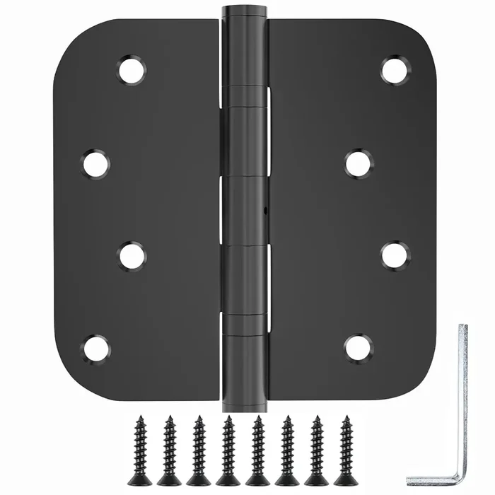 Black Door Hinges Exterior Door Hinges 4 Inch Stainless Steel Hinges Ball Bearing Door Hinges Silent Thickness 3Mm Heavy Duty Hinge With Rounded 5/8‘ Radius Corner 3 Pack