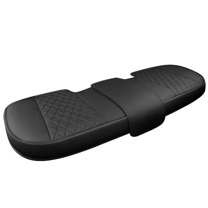Black Panther Luxury Pu Leather Rear Car Seat Cover Adjustable Length (49-55‘‘) Back Seat Protector Fits 90% Vehicles (Sedan Suv Truck), For Seat Bottom Only, Triangle Quilting Design, Black