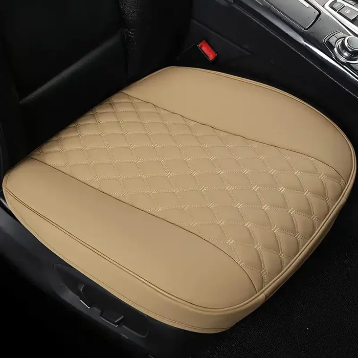 Black Panther Pu Car Seat Cover, Front Seat Protector Compatible With 95% Vehicles,Embroidery,Anti-Slip & Full Wrapping Bottom (W 21.26‘‘×D 20.86”)(1Piece,Beige)