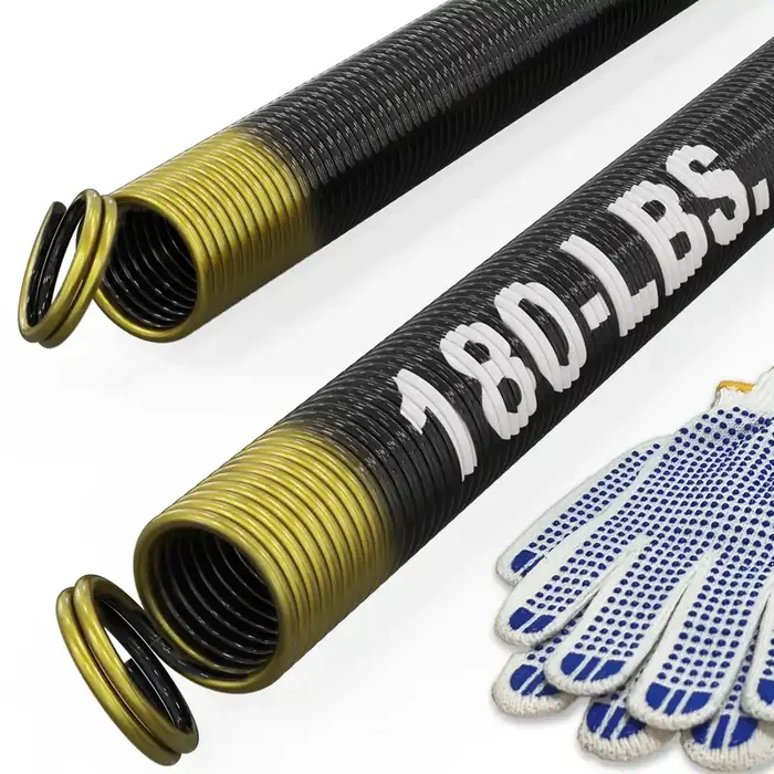Blesseras 180-Lbs. Garage Door Extension Spring Replacement Kit, 25‘‘ Long, Double Loop Ends, 1 Pair, Electrophoresis Black Coated