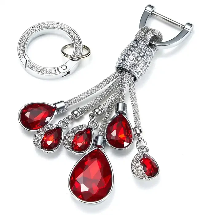 Bling Crystal Car Keychain For Women, Keychain Accessories With Rhinestones, Fashionable Car Key Chain For Car Keys Fit Bmw Honda Audi Lexus Ford Mercedes Benz Nissan Cadillac Toyota (2 Red)