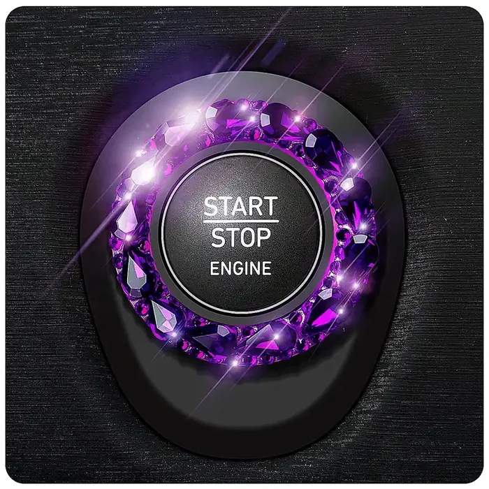 Blinglife Bling Car Accessories For Wowen,Car Engine Start Stop Button Cover, Shiny Crystal Rhinestone Cover Protection Ring(Gem Purple)