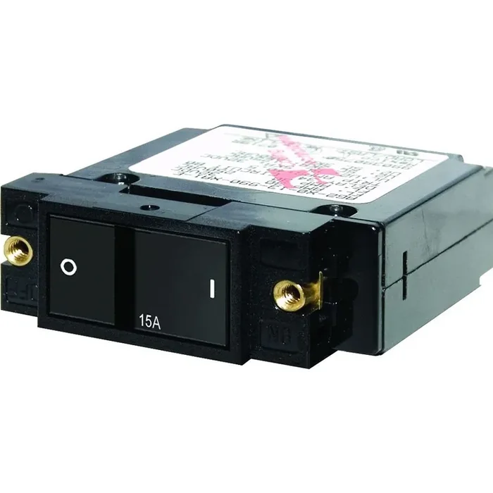 Blue Sea Single Pole Small Case 2‘ Flat Rocker Circuit Breaker (15 Amp)