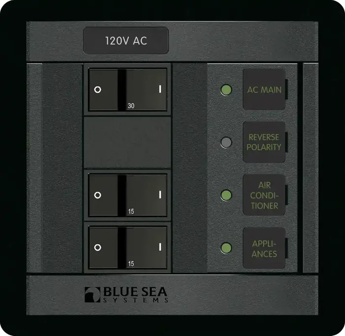 Blue Sea Systems 1214 120 Volt AC Main + 2 Positions,Black