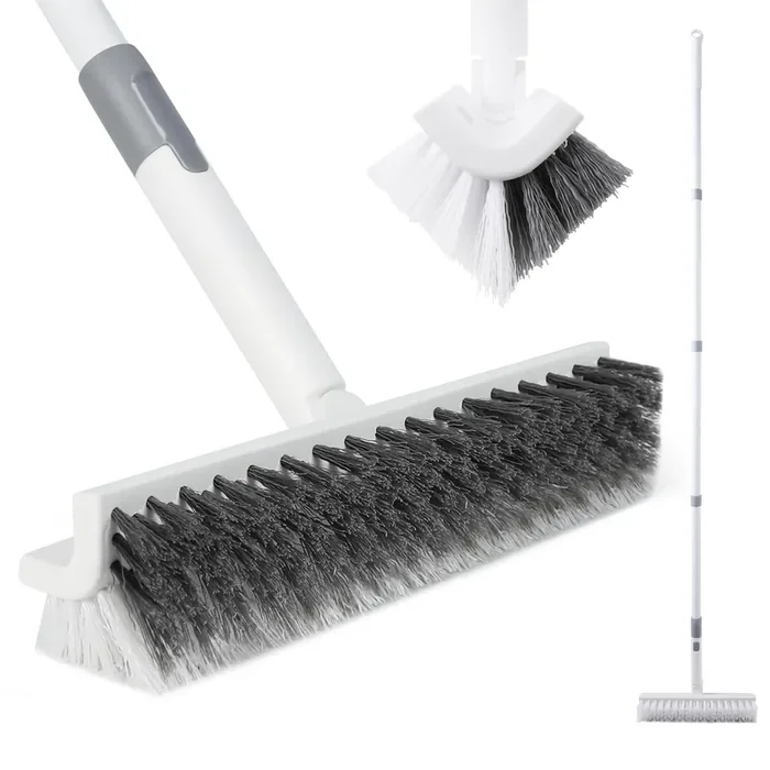 Boomjoy Grout Brush With Long Handle, 57‘ Grout Cleaner For Tile Floors, Double-Sided With V-Shape Stiff Bristles For Bathroom, Patio, Kitchen, Wall, Corners And Deck