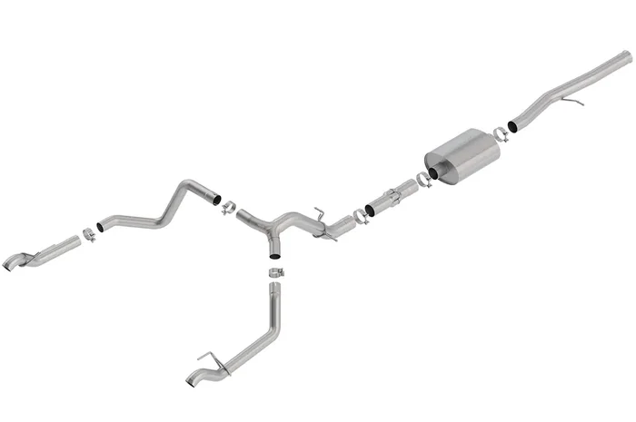Borla 140775 Cat-Back Perf. Exhaust Sys. For ‘19-‘23 Chevrolet Silverado 1500 V8 & Gmc Sierra 1500 V8 T-304 Stainlesss Steel Atak Sound Dual Split Rear Exit Single Outlet On Each Side Reuse O.E. Tips