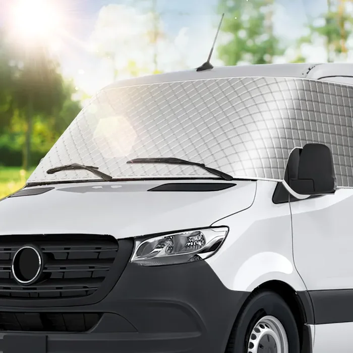Bougerv Rv Windshield Window Snow Cover For Class B Dodge Mercedes Sprinter 2006-2015 Motorhome Windshield Cover Snow Cover For Rv Front Window Sunshade Cover Rv Accessories With Mirror Cutouts Silver