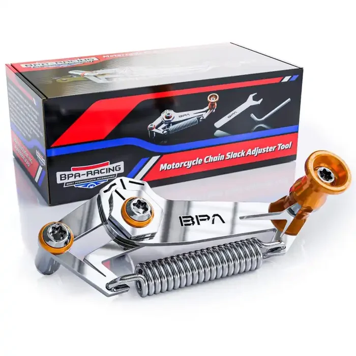 Bpa-Racing Motorcycle Chain Slack Adjuster Tool – Innovative Chain Tensioning Tool For Easy, Quick & Precise Chain Slack Adjustment- Slack Setter Tool (Orange)