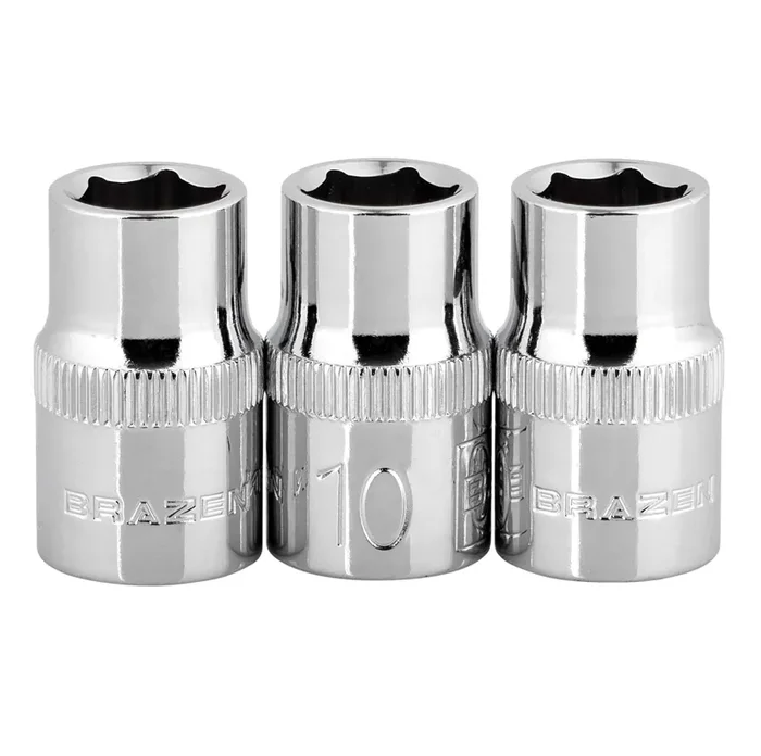 Brazen 10Mm Socket Three Pack (3/8‘ Drive, 6Pt, Shallow)