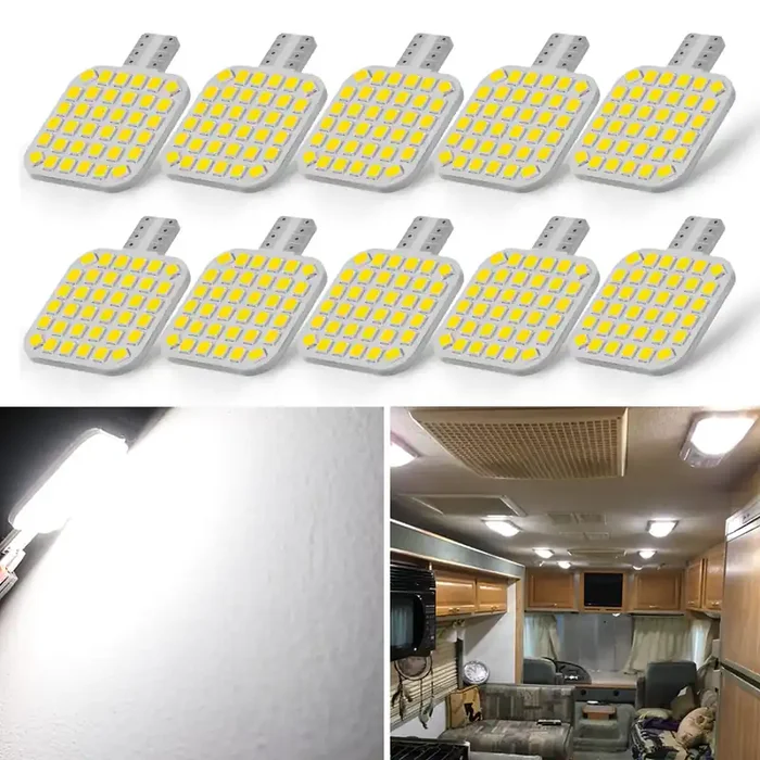 Brishine 10 Pcs 921 Interior Led Light Bulbs For Rv, Super Bright 36-Smd 4500K Natural White T10 922 912 194 Led Bulbs For Camper Trailer Motorhome Marine Boat Indoor Ceiling Dome Lights(12V Dc)