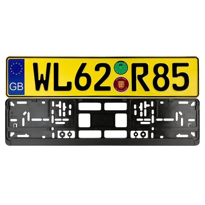 British Gloss Yellow Euro Plate Package – Plate, Frame & Mounting Screws