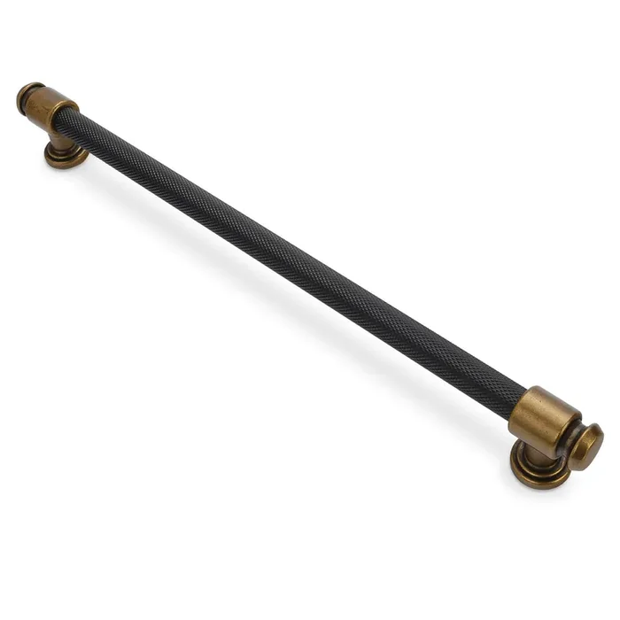 Bukobyhe 6 Pack 12-3/5 Inch Black And Antique Brass Kitchen Cabinet Handles Knurled Cabinet Pulls Black Drawer Pulls Cabinet Hardware