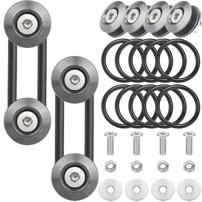 Bumper Quick Release, Mellbree Jdm Quick Release Holders Front Rear Bumper Fasteners Trunk Band Fenders Clip Kits Compatible For Universal Car Bumper (Titanium 4 X Release Tabs 12 X O-Ring Fastener）