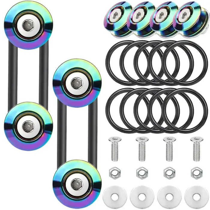 Bumper Quick Release, Mellbree Jdm Quick Release Holders Front Rear Bumper Fasteners Trunk Band Fenders Clip Kits Compatible For Universal Car Bumper (Color 4 X Release Tabs With 12 X O-Ring Fastener）