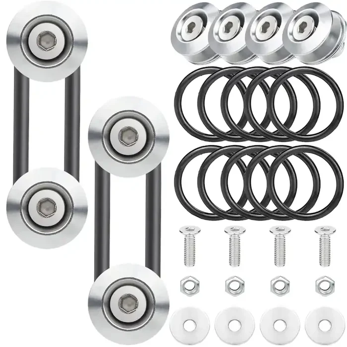 Bumper Quick Release, Mellbree Jdm Quick Release Holders Front Rear Bumper Fasteners Trunk Band Fenders Clip Kits Compatible For Universal Car Bumper (Silver 4 X Release Tabs 12 X O-Ring Fastener）
