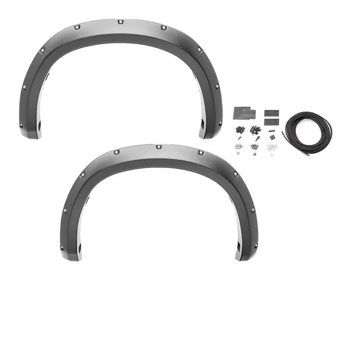 Bushwacker 10080-02 Black Pocket/Rivet Style Smooth Finish Rear Fender Flares For 2007-2018 Jeep Wrangler Jk Unlimited 4-Door