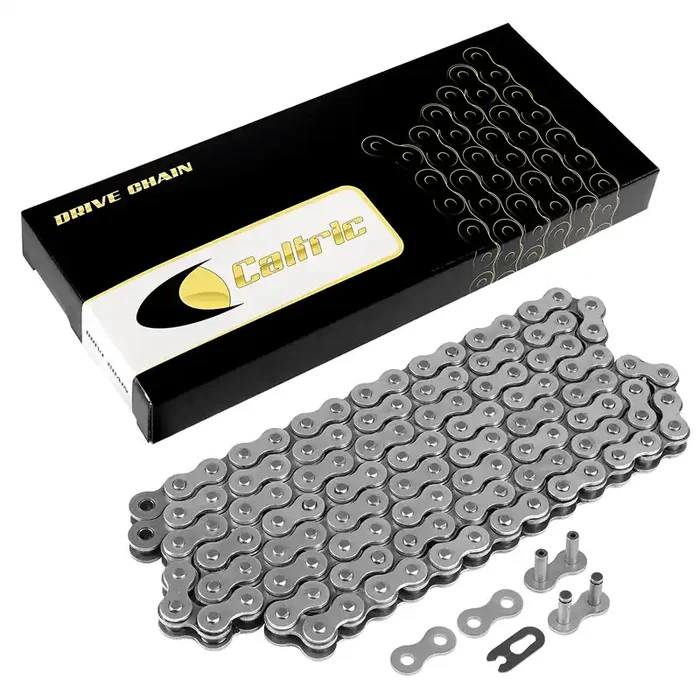 Caltric 520-Pitch 120-Links Non-Oring Drive Chain Compatible With Atv/Utv/Quad/Side X Side/Motorcycle/Dirtbike/With Rivet And Clip On Master Links