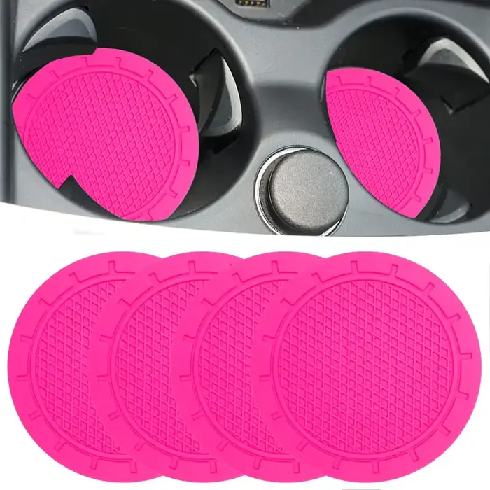 Car Cup Holder Coaster, 4 Pack 2.75 Inch Diameter Pvc Non-Slip Universal Insert Coaster, Durable, Suitable For Most Car Interior, Car Accessory For Women Men Rose