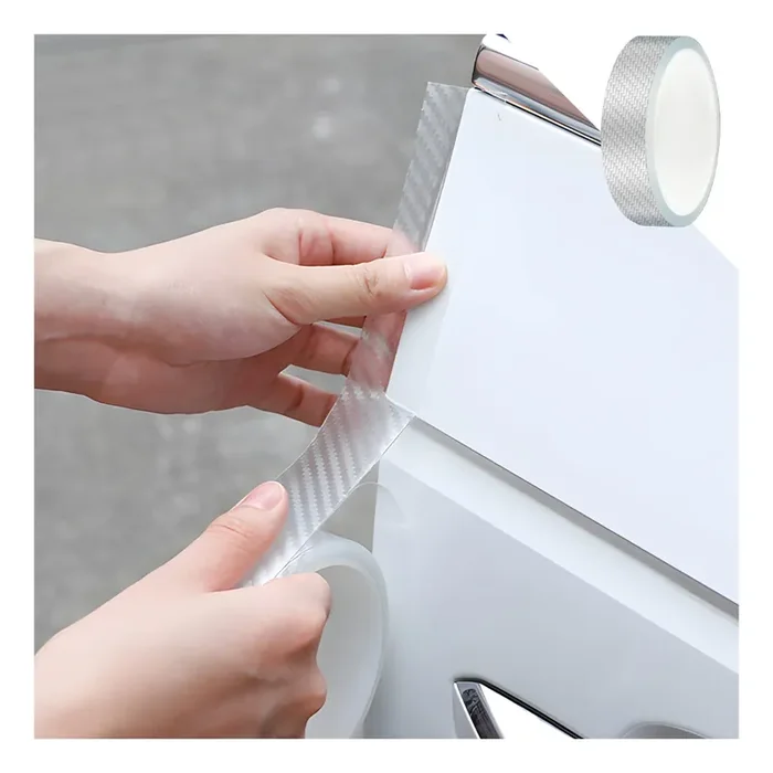 Car Door Edge Guards, Clear Invisible Carbon Fiber Auto Door Sill Protector, Anti-Collision Transparent Adhesive Strip Film, Diy Vehicle Door Trim Tape Accessories For Most Cars (1.2″X394″,White)