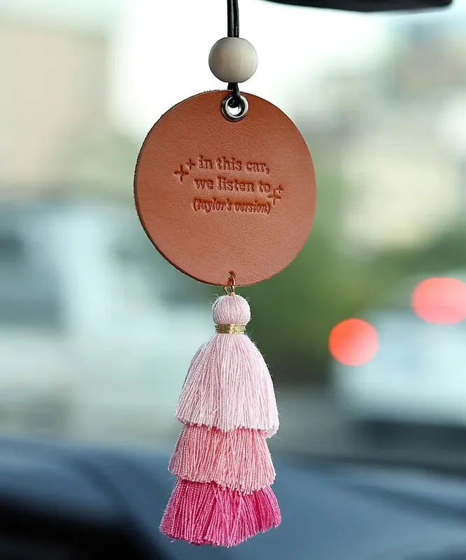 Car Hanging Ornament For Car Rearview Mirror Decor, In This Car We Listen To Getaway Car Mirror Hanging Charms Accessories, Fan Gift Merch (Pink)