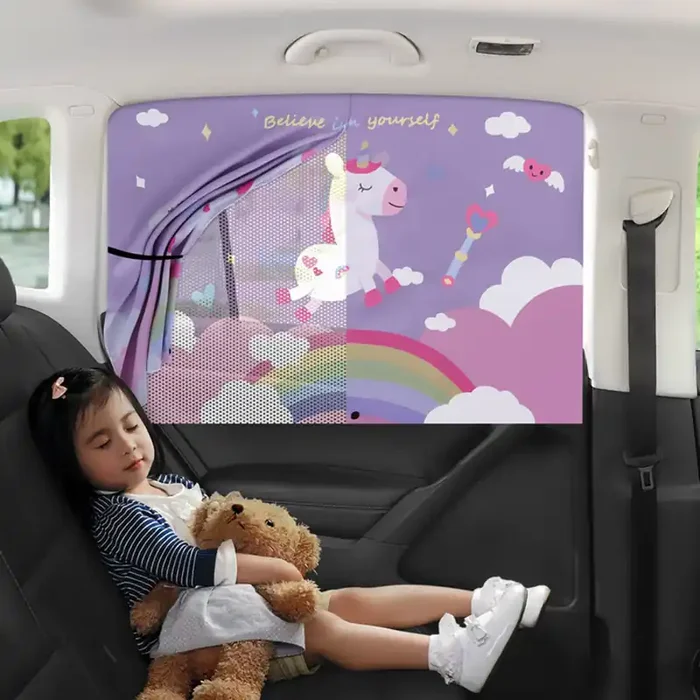 Car Sun Shade For Baby – Eohmak Car Side Window Sun Shade Cover Upgrade Double Opening Car Interior Curtain Sun Blocker Blind (Unicorn, 1 Pack)